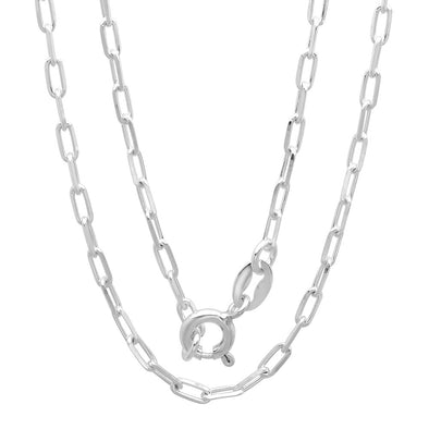 Sterling Silver 2 mm Paper Clip Chain (18-30 Inch)