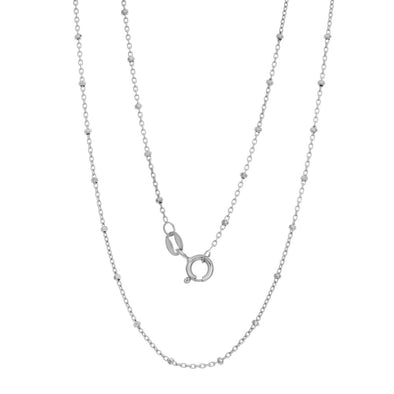 Rhodium Plated Silver Rosary Bead Chain (16-24 Inch)