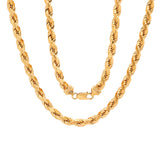 Yellow Gold plated Silver 7mm Diamond-cut Italian Rope Chain ( 20-30 Inch )