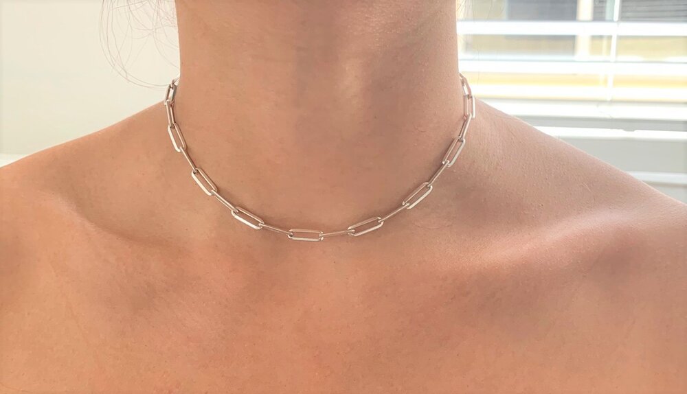 Sterling Silver 4 mm Paper Clip Chain (16-32 Inch)