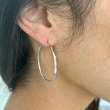 Sterling Silver 1.5 Inch Facetada Hoop Earrings