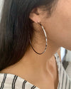 Sterling Silver 2.5 Inch Facetada Hoop Earrings
