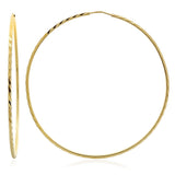 Sterling Silver 2 Inch Diamond-cut Hoop Earrings