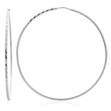 Sterling Silver 2 Inch Diamond-cut Hoop Earrings