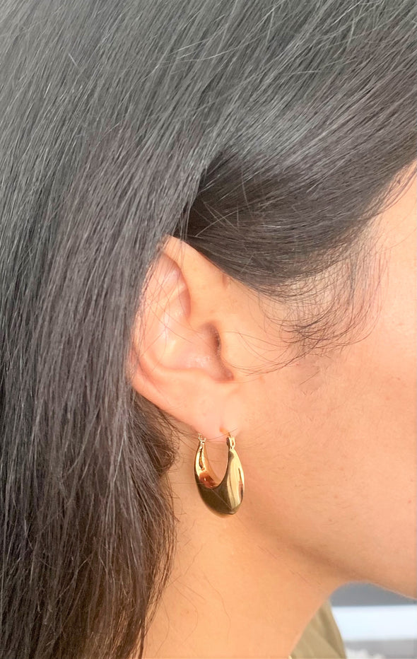 Gold Plated Silver Chunky Hoop Earring
