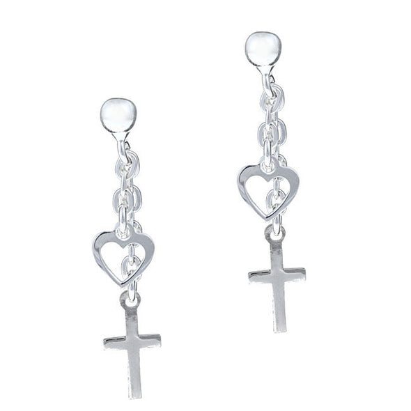 Sterling Silver Love Faith Drop Earring