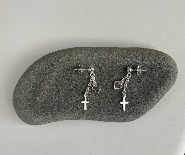 Sterling Silver Love Faith Drop Earring