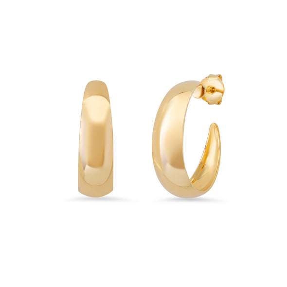 Yellow Gold Plated Silver Wedding Band Hoop Earrings