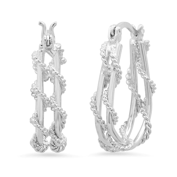Sterling Silver Fashion Hoop Earrings