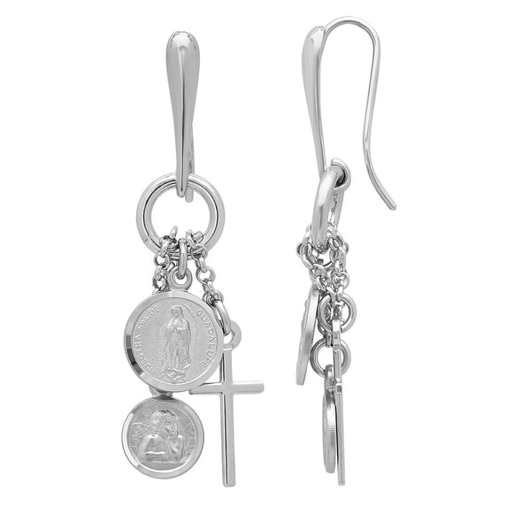 Sterling Silver Virgin and Angels Drop Earring
