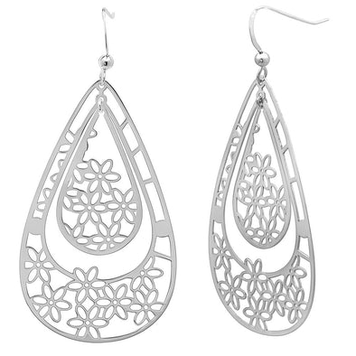 Sterling Silver Floral Drop Earring