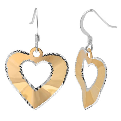 Yellow Gold Plated Silver Heart Drop Earring