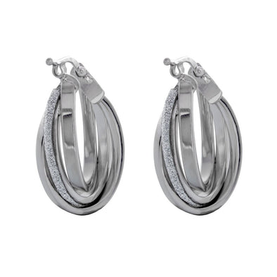 Sterling Silver 1 Inch Twisted Glitter Hoop Earring