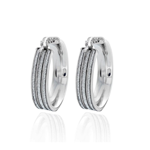 Sterling Silver 1 Inch Glitter Hoop Earring