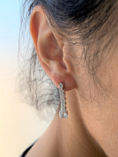 Sterling Silver and Cubic Zirconia Riviera Drop Earring