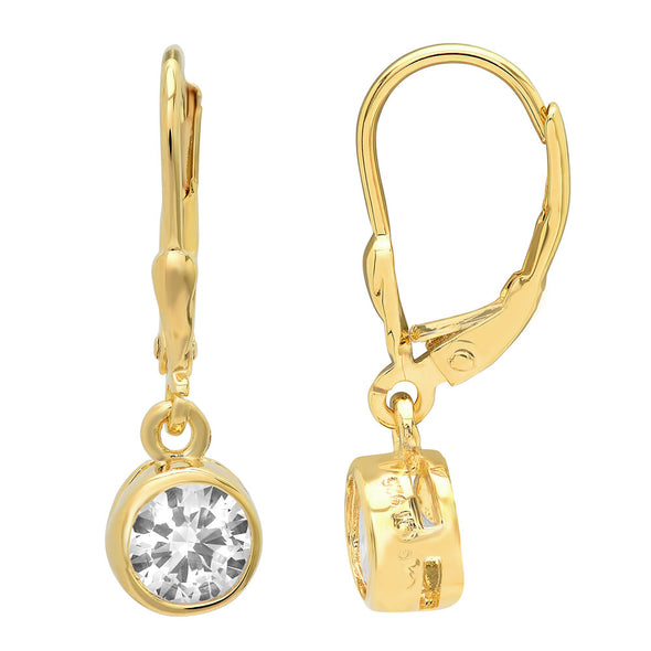 Sterling Silver Round CZ Drop Earring ( 1.5 ctw )