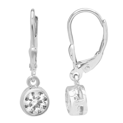 Sterling Silver Round CZ Drop Earring ( 1.5 ctw )
