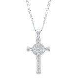 Sterling Silver Cubic Zirconia Baguette Crucifix Necklace