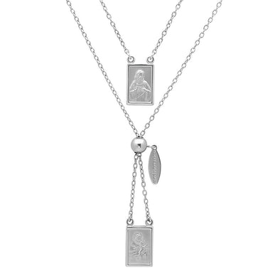 Sterling Silver Escapulario Necklace (Adjustable to 26 Inch)
