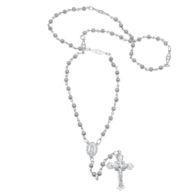 Sterling Silver and White Topaz rosary Necklace ( 24 Inch )