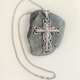 Sterling Silver CZ Crucifix Necklace ( 20-24 Inch )