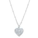 Rhodium Plated Silver Guadalupe Heart Necklace (18 Inch)