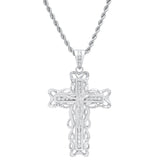 Sterling Silver CZ Crucifix Necklace ( 20-24 Inch )