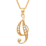 Gold Plated Silver CZ Script Initial Necklace