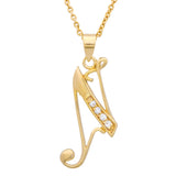 Gold Plated Silver CZ Script Initial Necklace