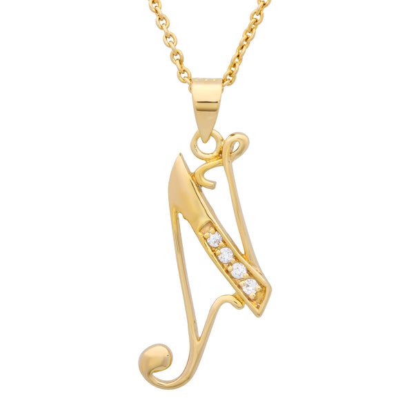 Gold Plated Silver CZ Script Initial Necklace