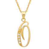 Gold Plated Silver CZ Script Initial Necklace