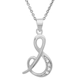 Platinum Plated Silver CZ Script Initial Necklace