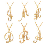 Gold Plated Silver CZ Script Initial Necklace