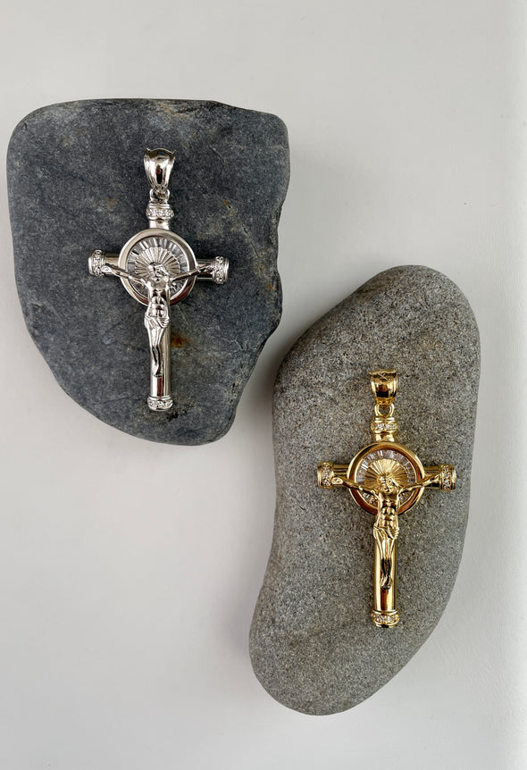 Sterling Silver and Cubic Zirconia Crucifix