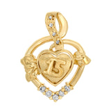 Gold Plated Silver 15 Quinceanera CZ Heart Necklace