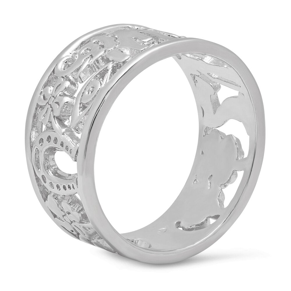 Sterling Silver Lucky Cigar Band Ring (Size 5-9)