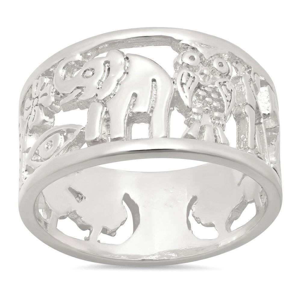 Sterling Silver Lucky Cigar Band Ring (Size 5-9)