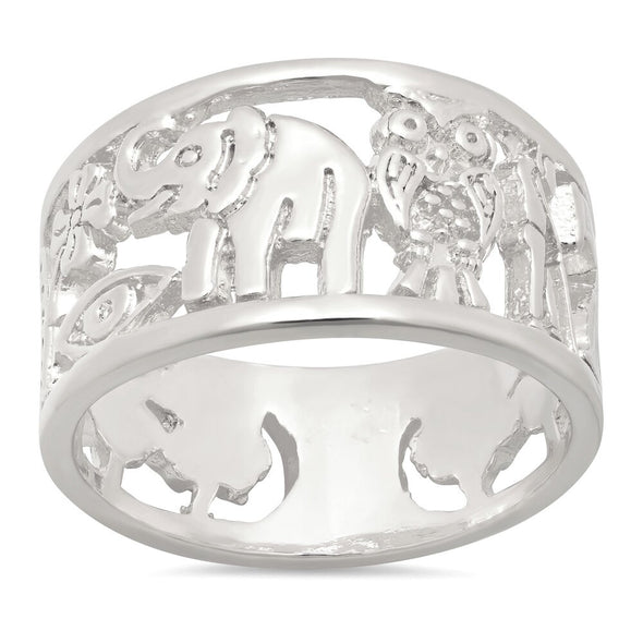 Sterling Silver Lucky Cigar Band Ring (Size 5-9)