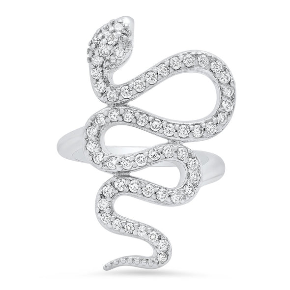 Sterling Silver and Cubic Zirconia Sacred Snake Ring ( Size 5-8 )
