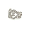 Sterling Silver Cubic Zirconia Corazon Cigar Band Ring ( Size 5-7 )