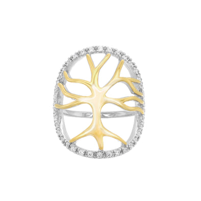 Sterling Silver and CZ Tree of Life Ring