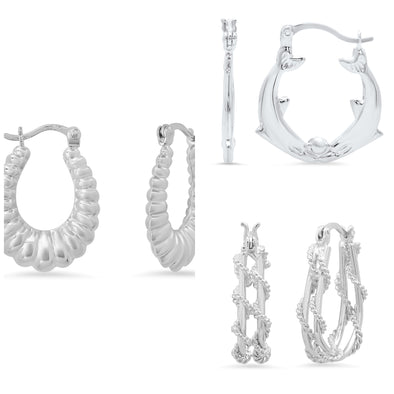 Sterling Silver Fashion Hoop Earrings