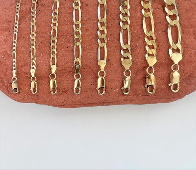 Yellow Gold Plated Silver Figaro Chain Necklace