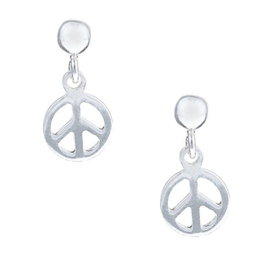 Sterling Silver Peace Sign Drop Earring
